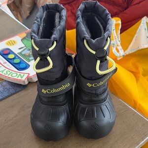 Columbia Kids Black and Gold Snow Boots